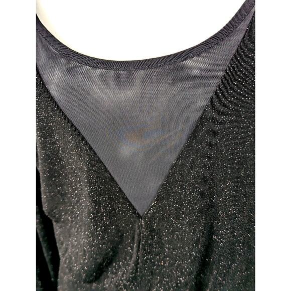 Guess NWT Black shimmer Wmns dress sz LBust36 Waist 30"knitWide V back Lined - Picture 2 of 13